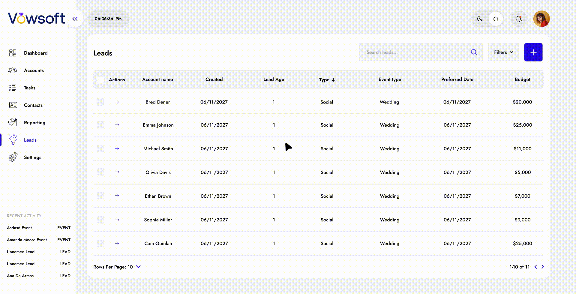 Vowsoft platform booking flow